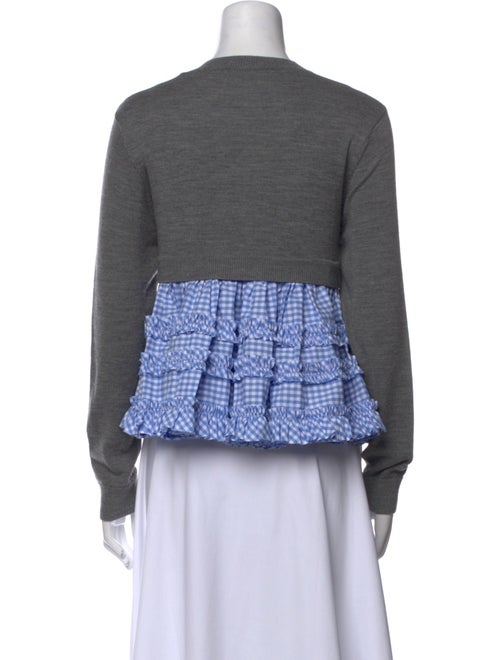 Sandy Liang Merino Wool Plaid Print Crop Top