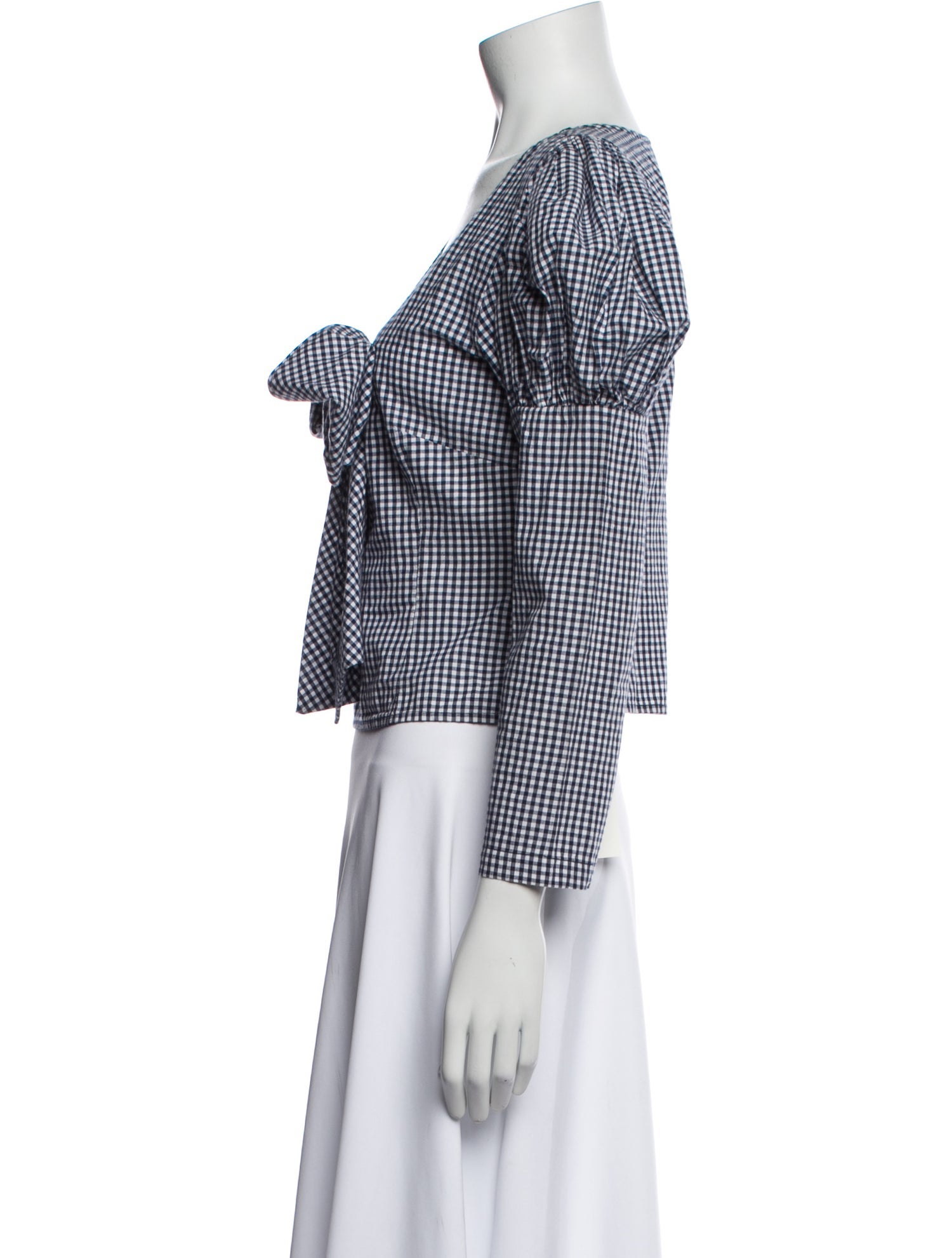 Sandy Liang Plaid Print V-Neck Crop Top