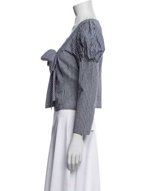 Sandy Liang Plaid Print V-Neck Crop Top