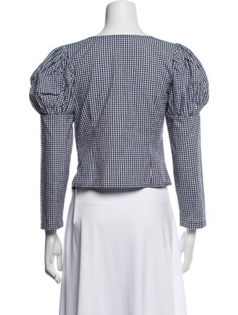 Sandy Liang Plaid Print V-Neck Crop Top