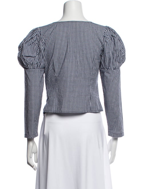 Sandy Liang Plaid Print V-Neck Crop Top