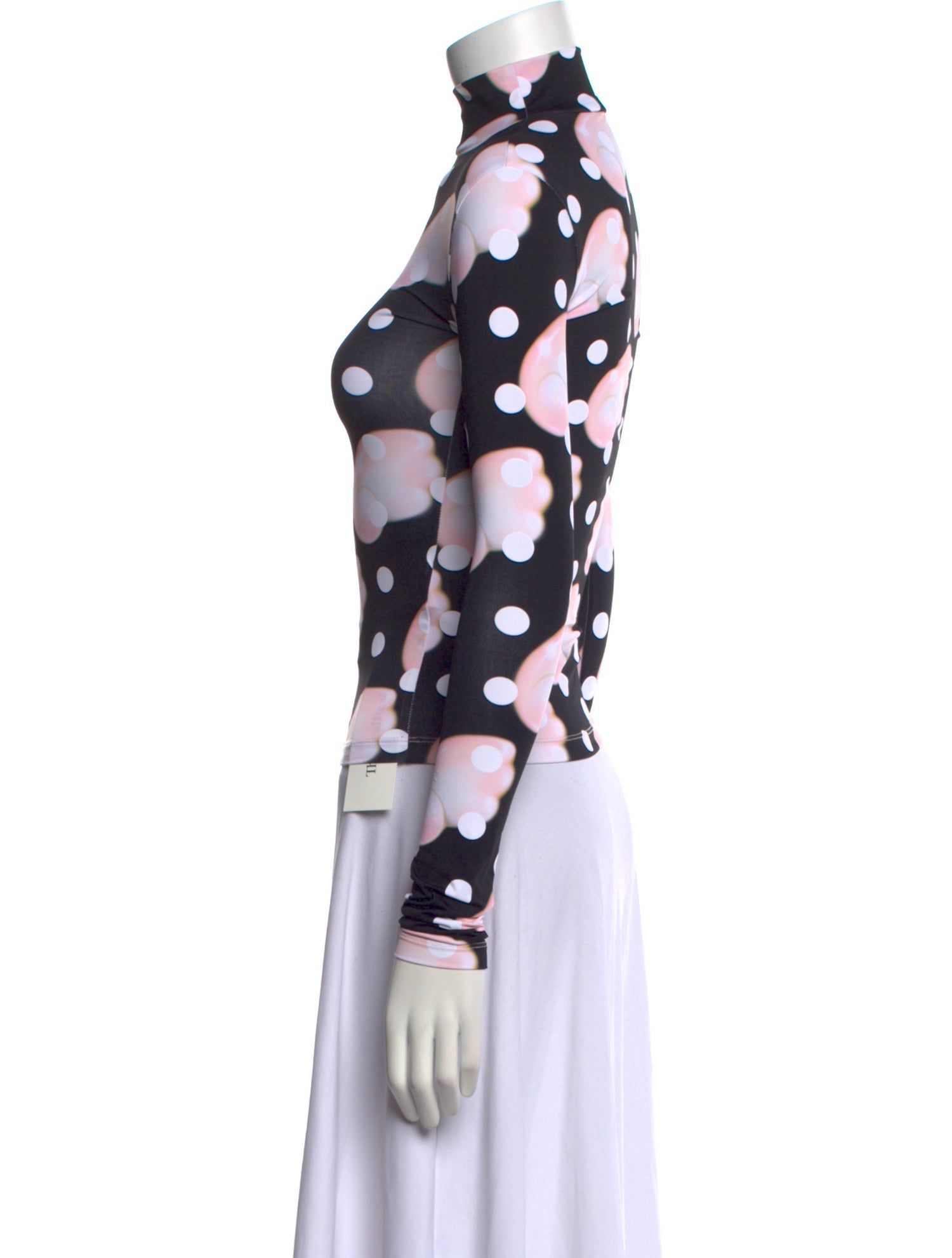 Sandy Liang Polka Dot Print Mock Neck Top