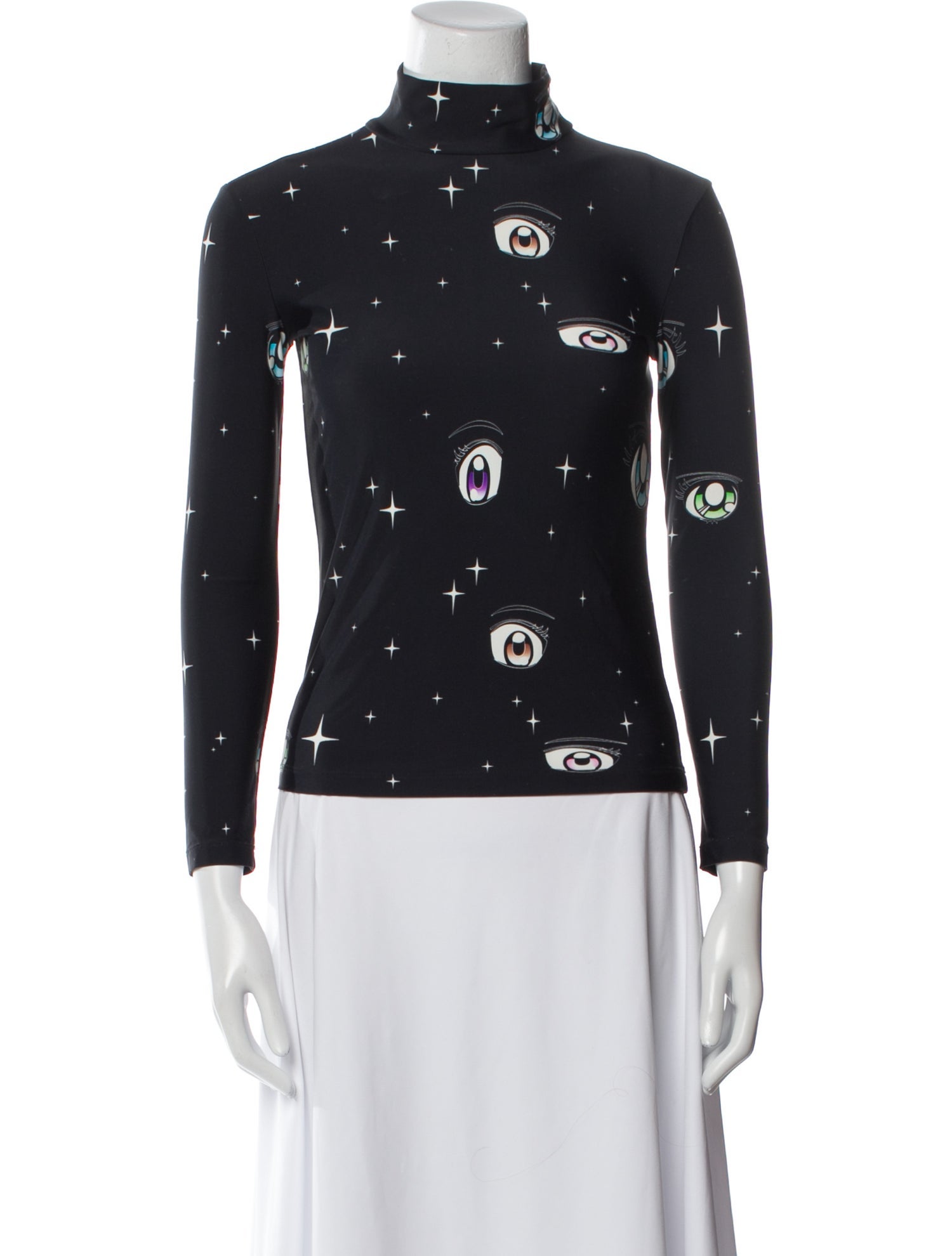 Sandy Liang Printed Mock Neck Top