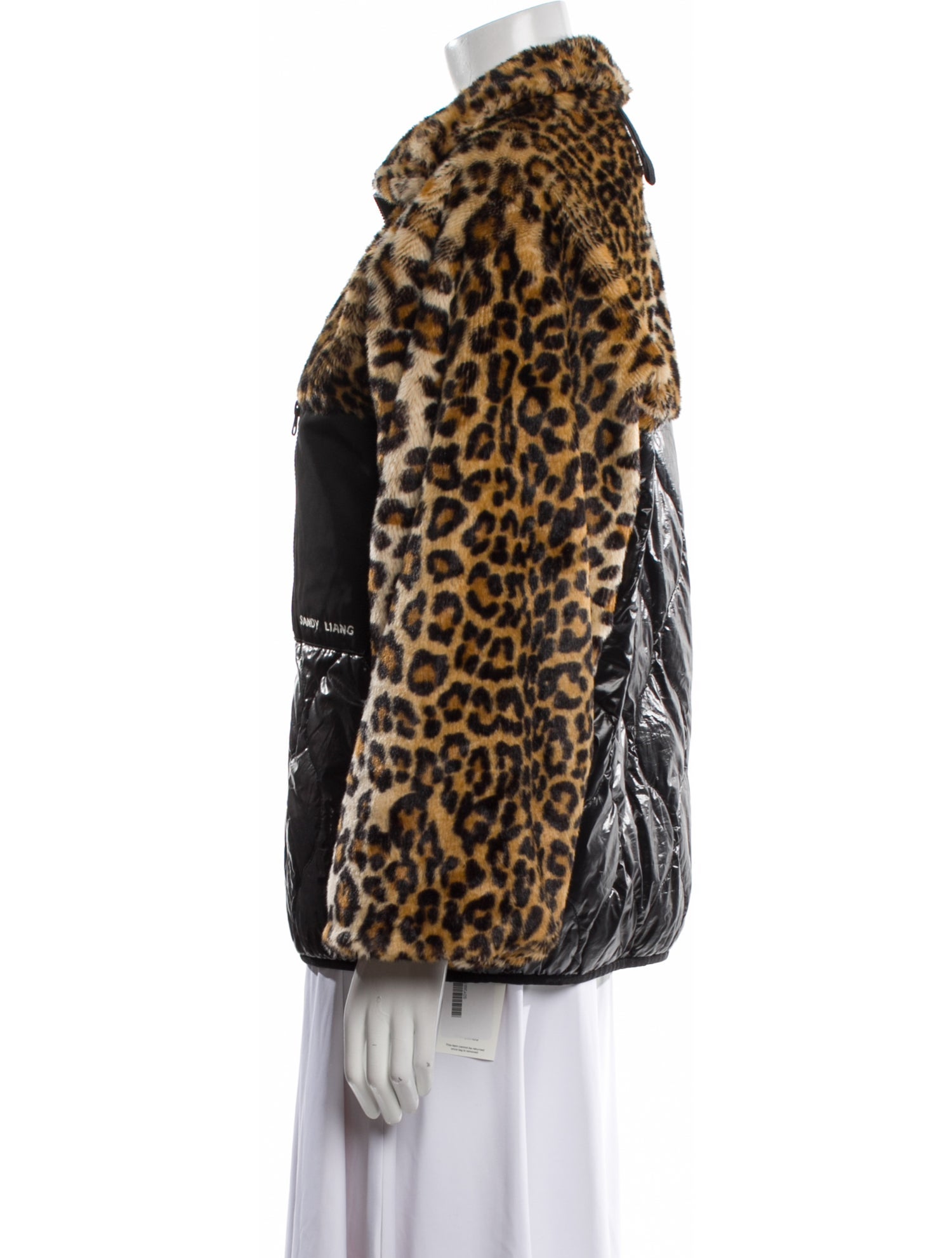 Sandy Liang Faux Fur Animal Print Faux Fur Jacket