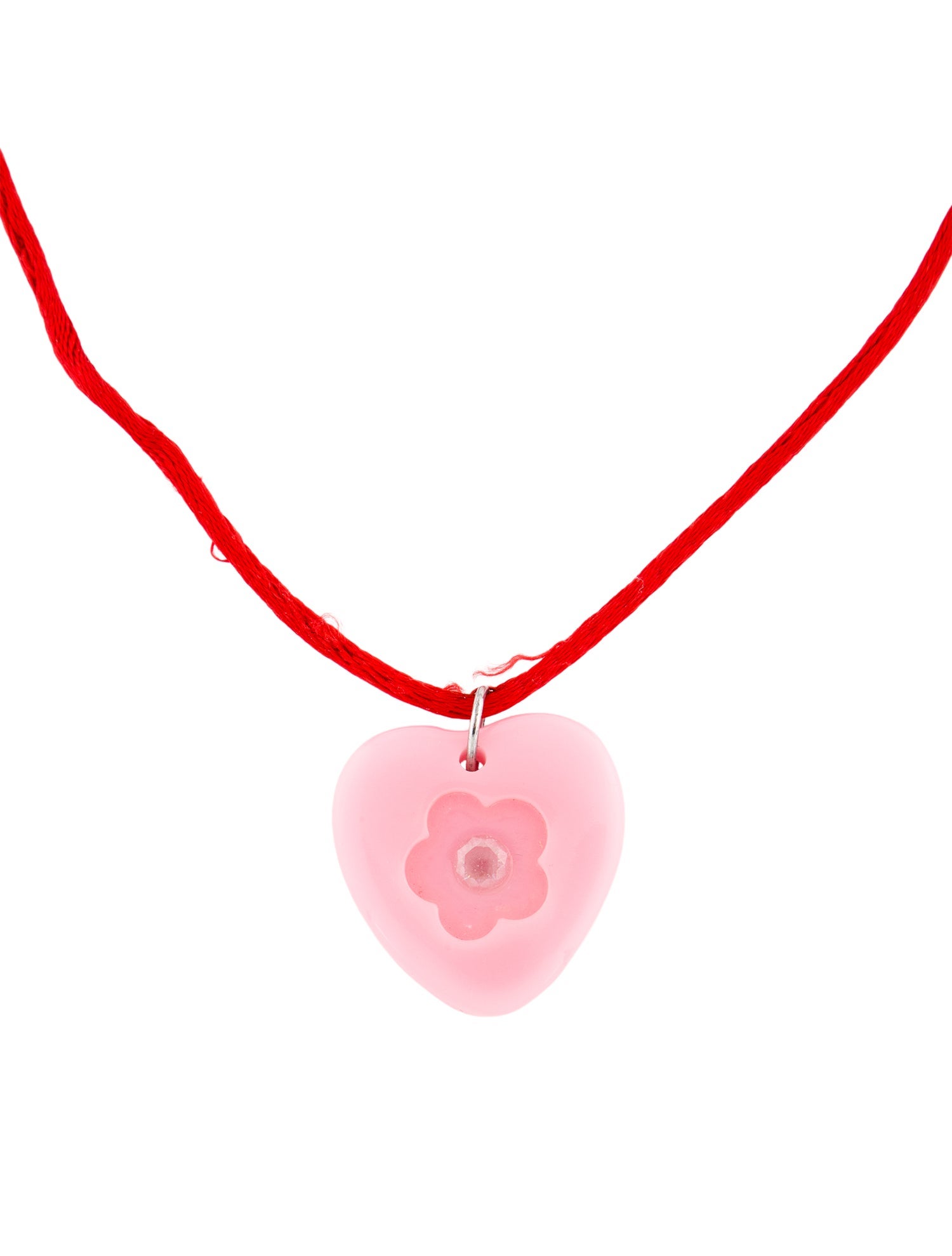 Sandy Liang Vintage Cubic Zirconia & Resin Satin Cord Pendant Necklace