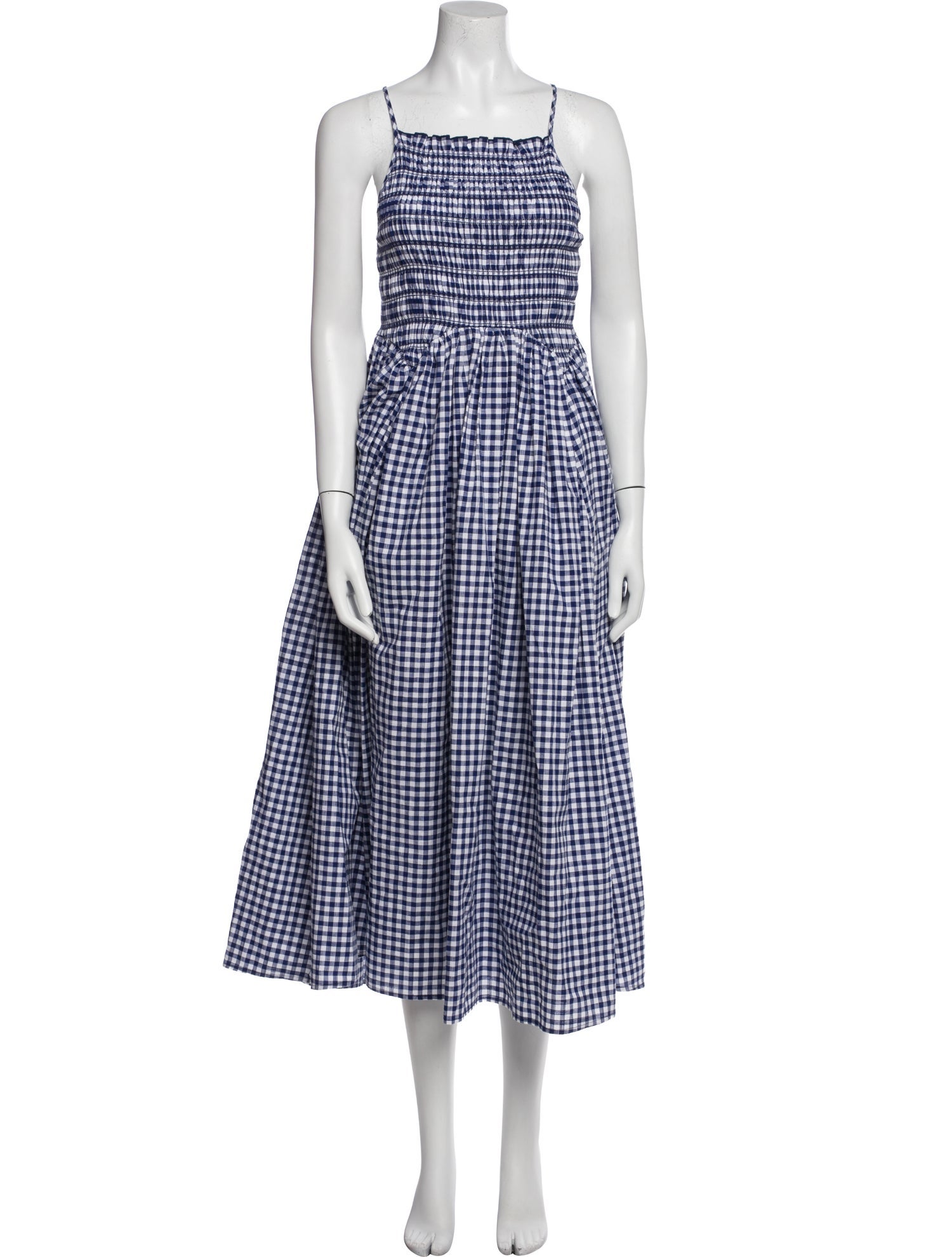 Sandy Liang Plaid Print Midi Length Dress