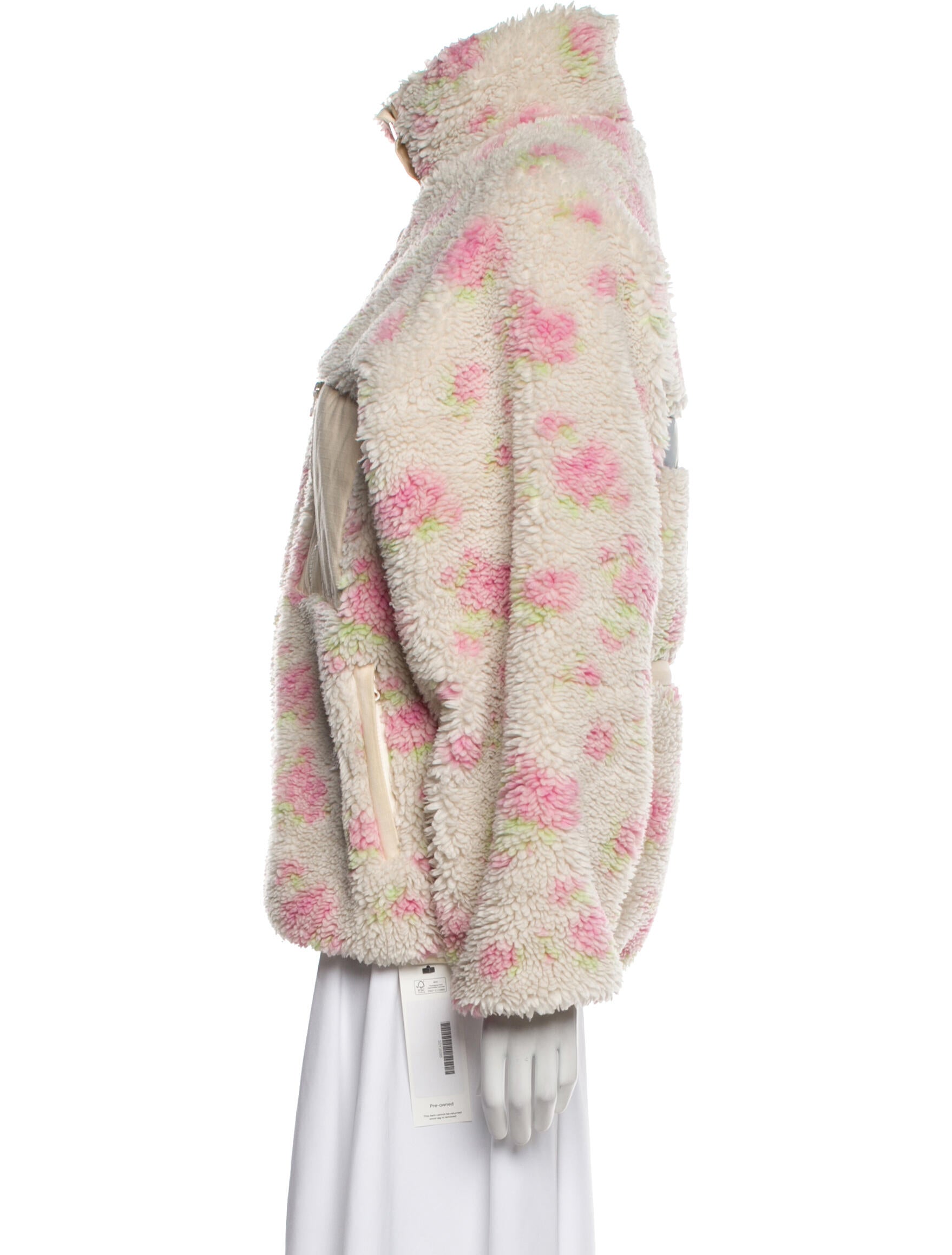 Sandy Liang Floral Print Faux Fur Jacket