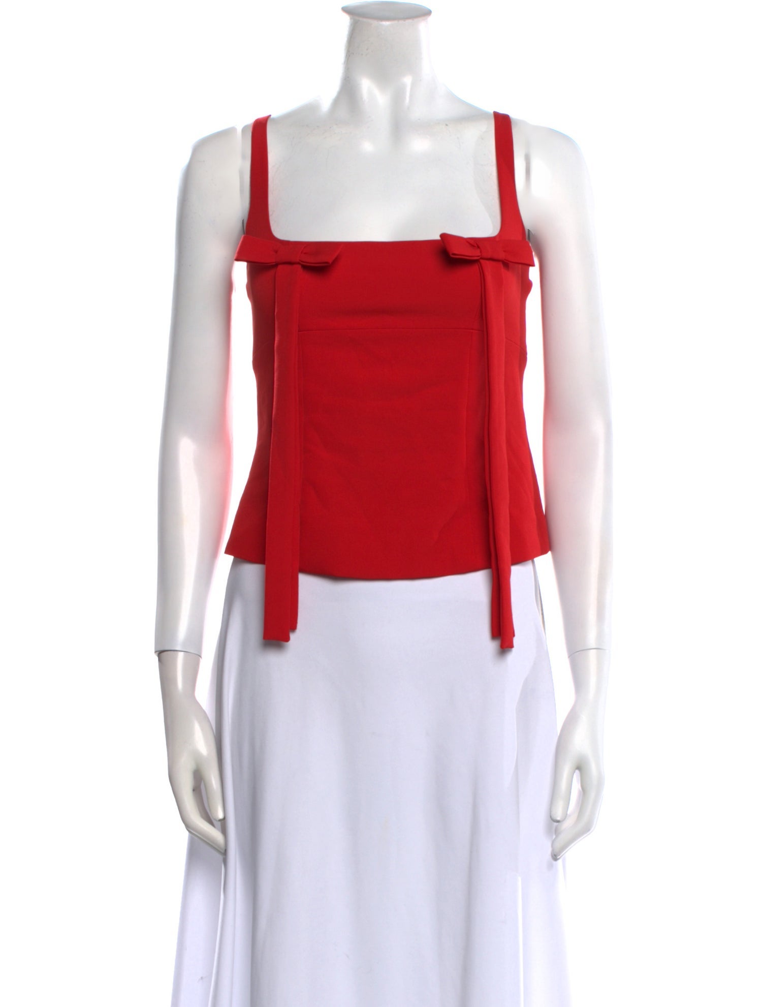 Sandy Liang Square Neckline Sleeveless Crop Top
