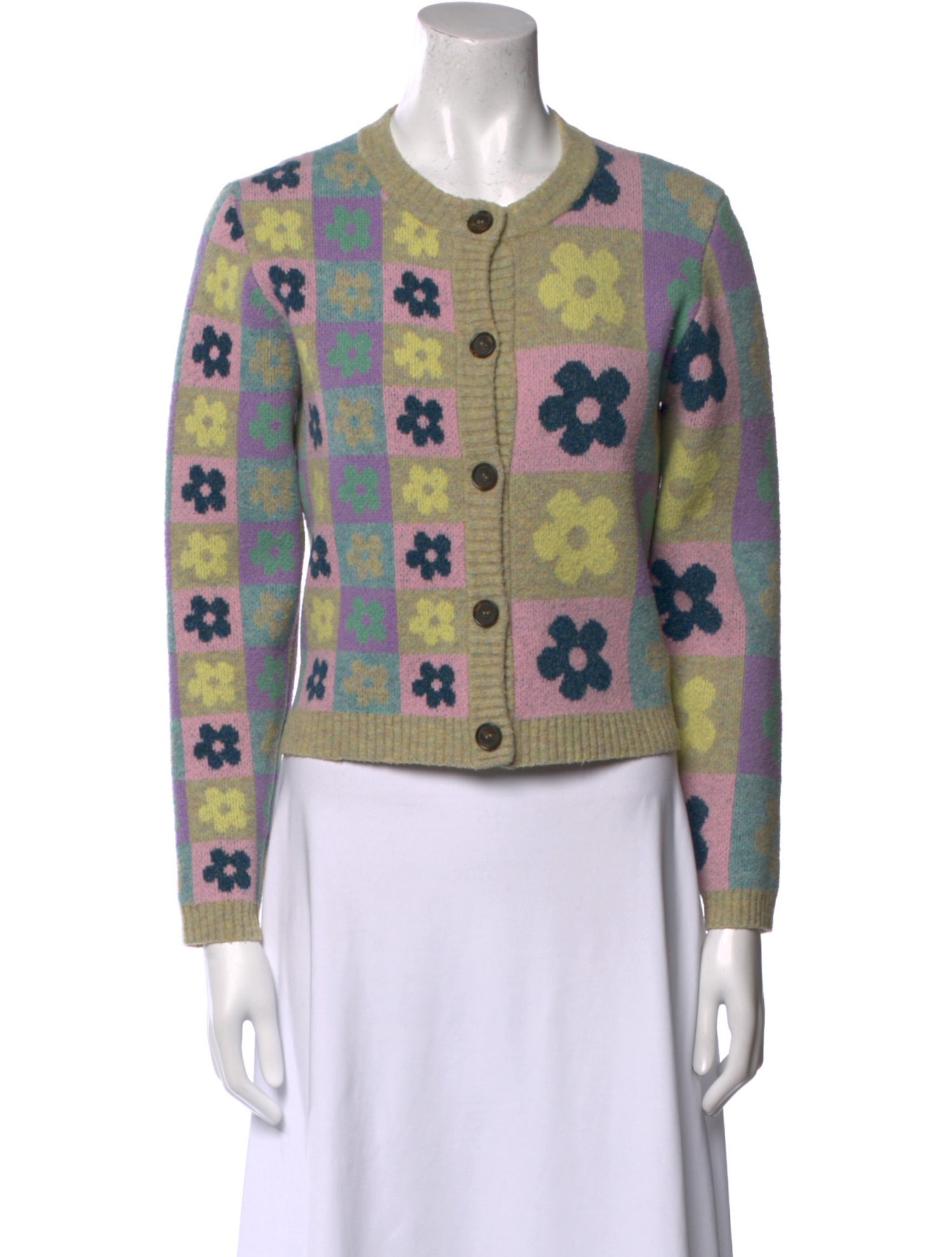 Sandy Liang Floral Print Crew Neck Sweater