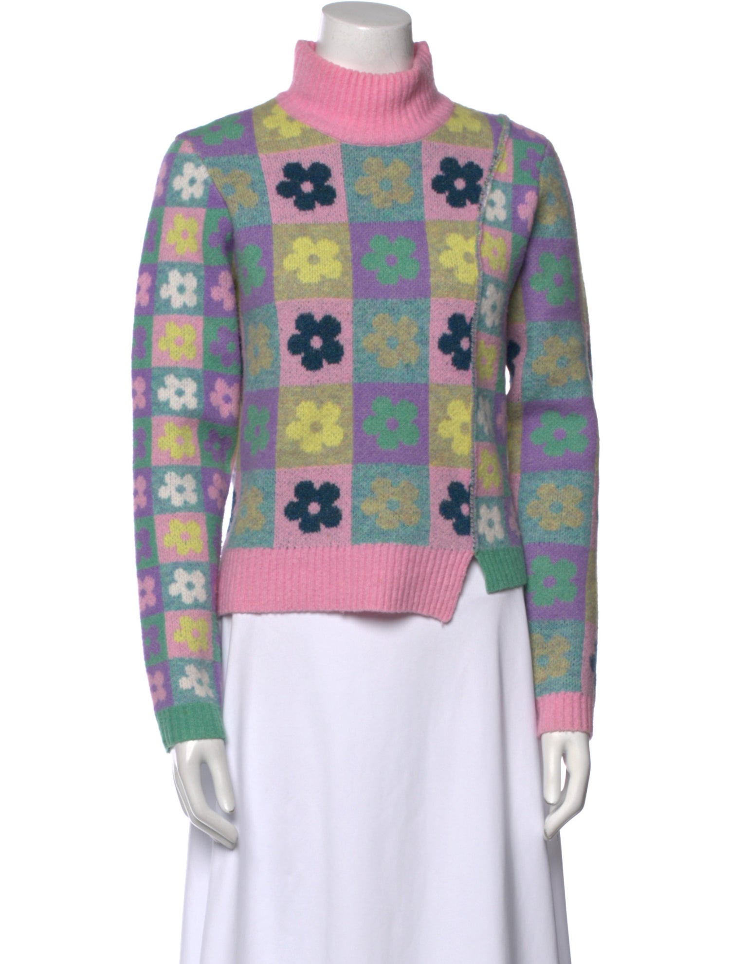 Sandy Liang Floral Print Turtleneck Sweater