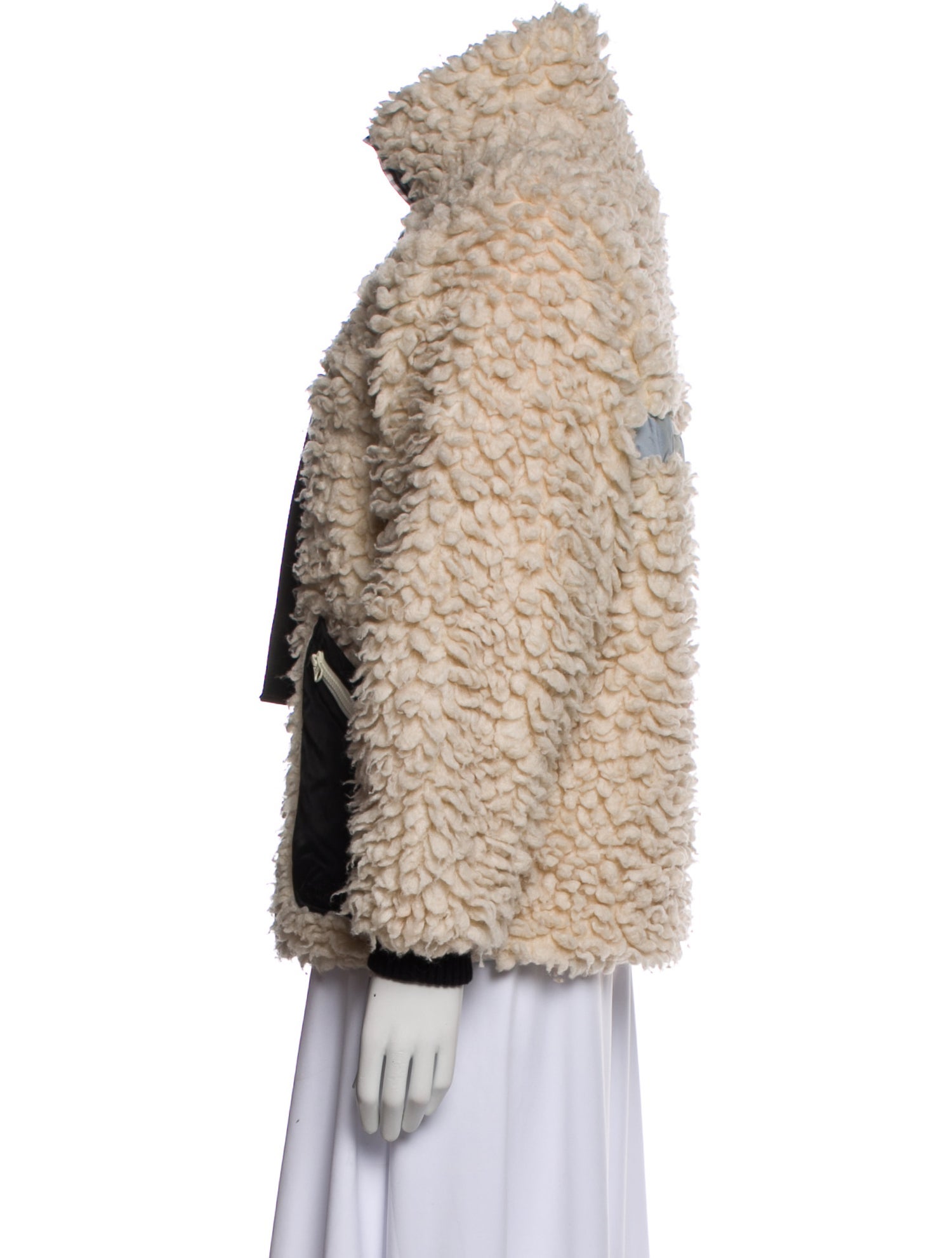 Sandy Liang Tweed Pattern Faux Fur Jacket