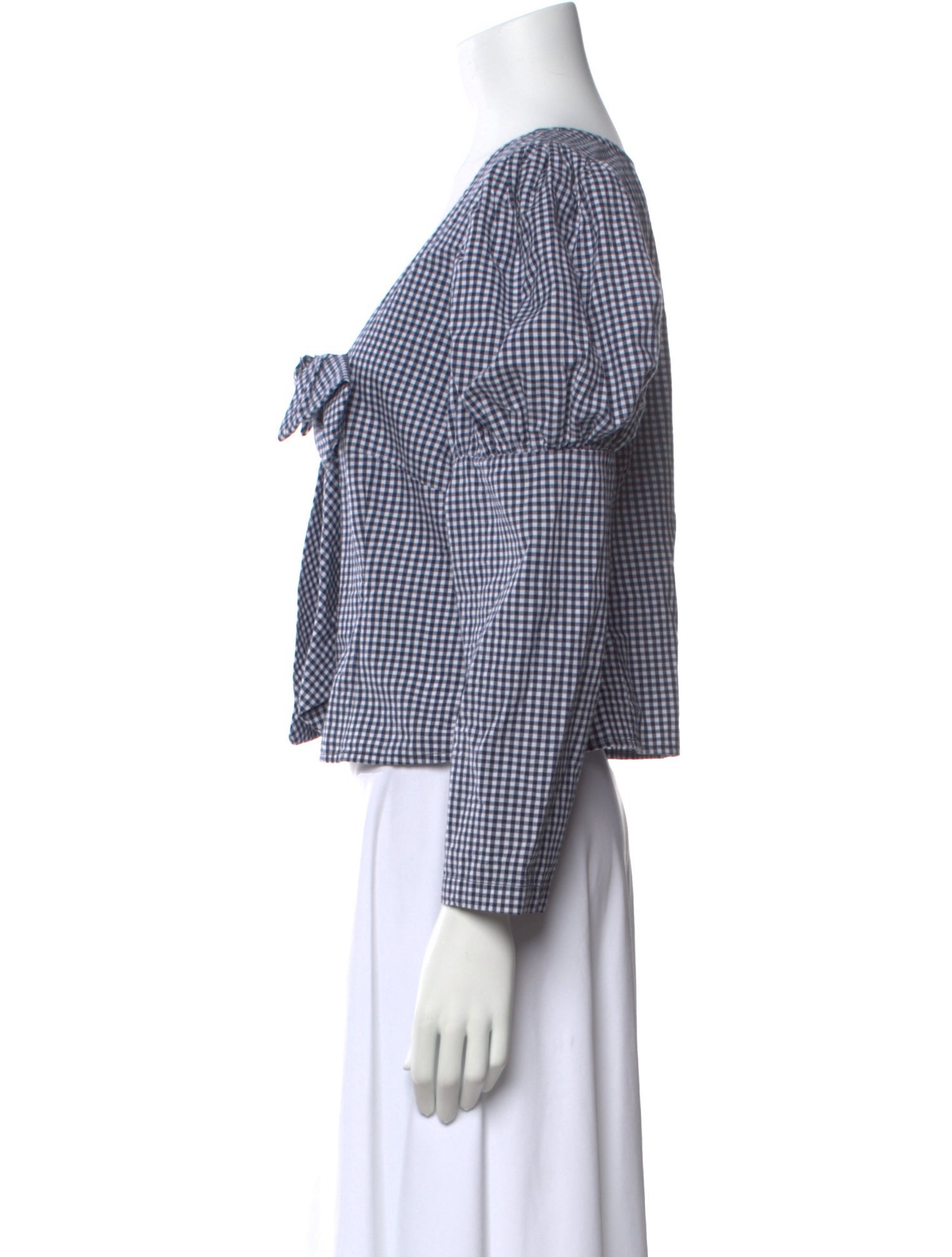 Sandy Liang Plaid Print V-Neck Crop Top