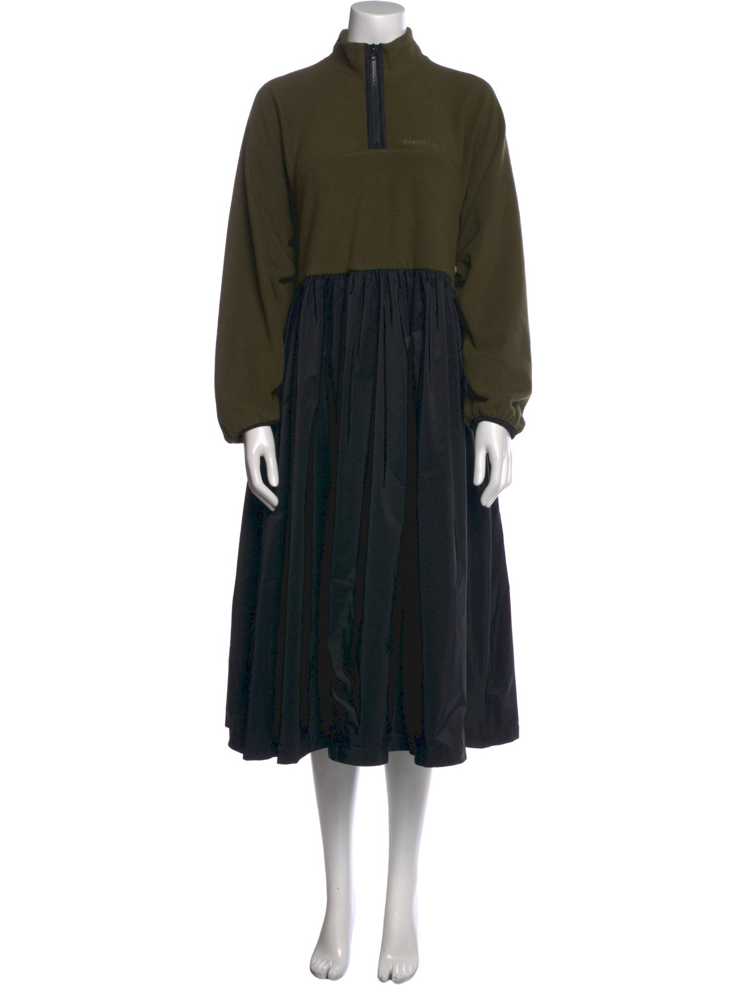 Sandy Liang Mock Neck Midi Length Dress