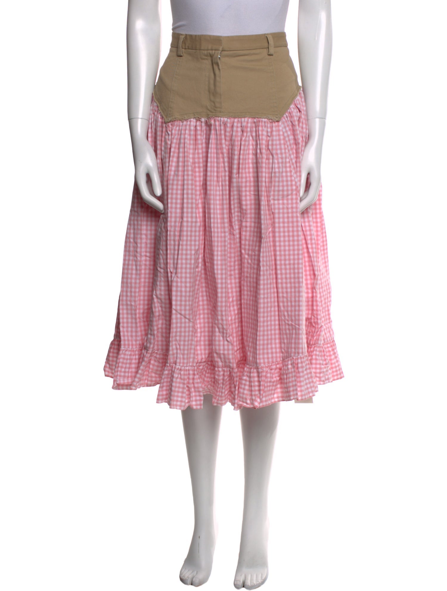 Sandy Liang Plaid Print Midi Length Skirt