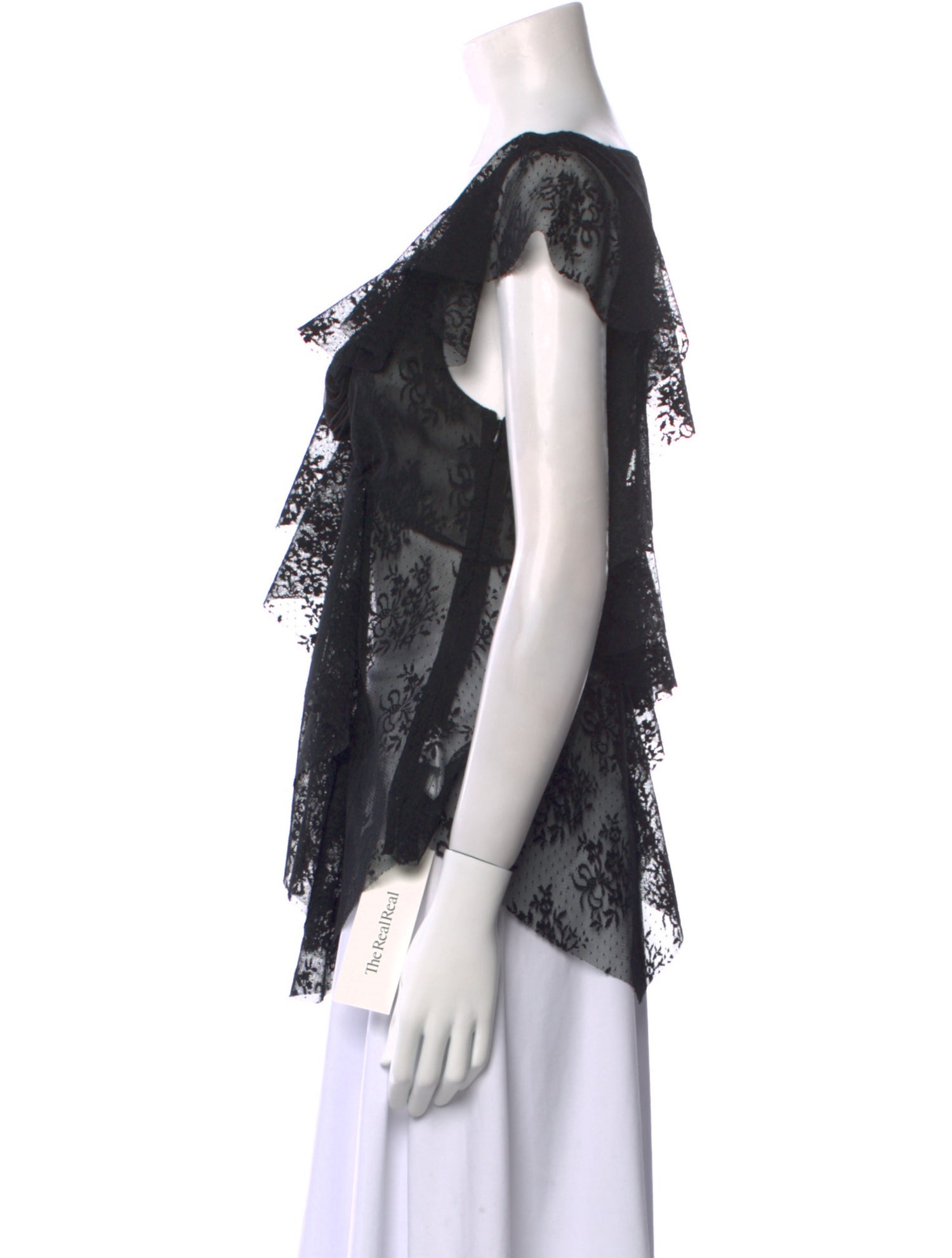 Sandy Liang Lace Pattern V-Neck Blouse w/ Tags