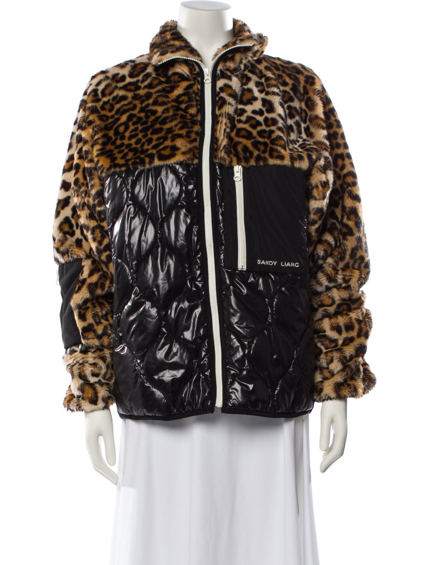 Sandy Liang Animal Print Faux Fur Jacket