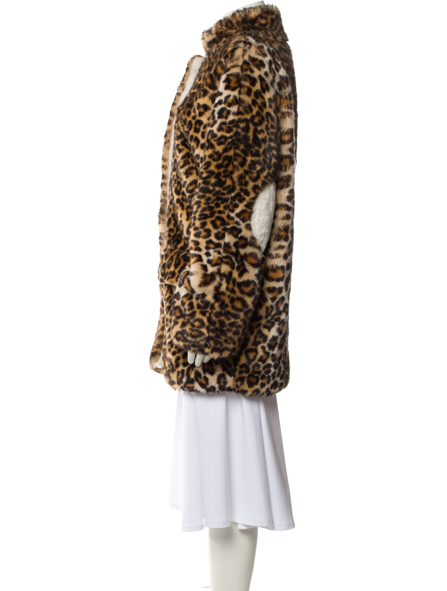 Sandy Liang Faux Fur Animal Print Faux Fur Coat