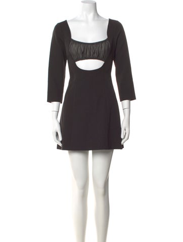 Pre-owned Sandy Liang Square Neckline Mini Dress In Gray