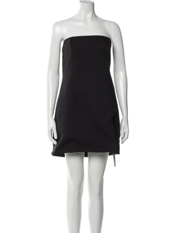 Pre-owned Sandy Liang Strapless Mini Dress In Gray