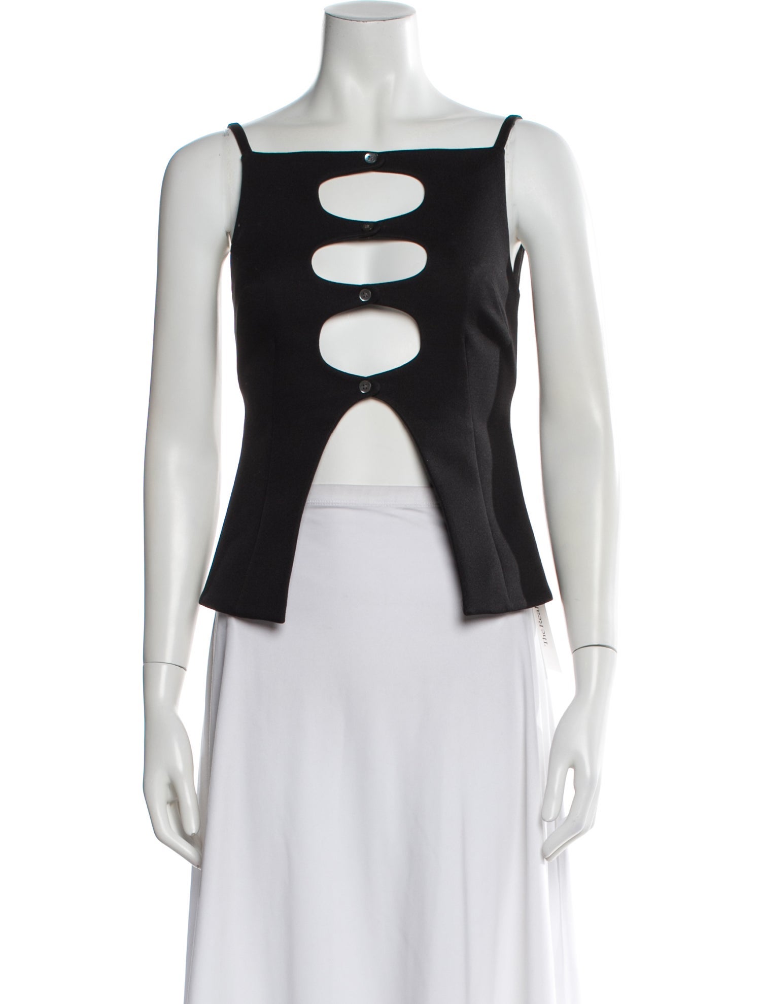 Sandy Liang Square Neckline Sleeveless Crop Top