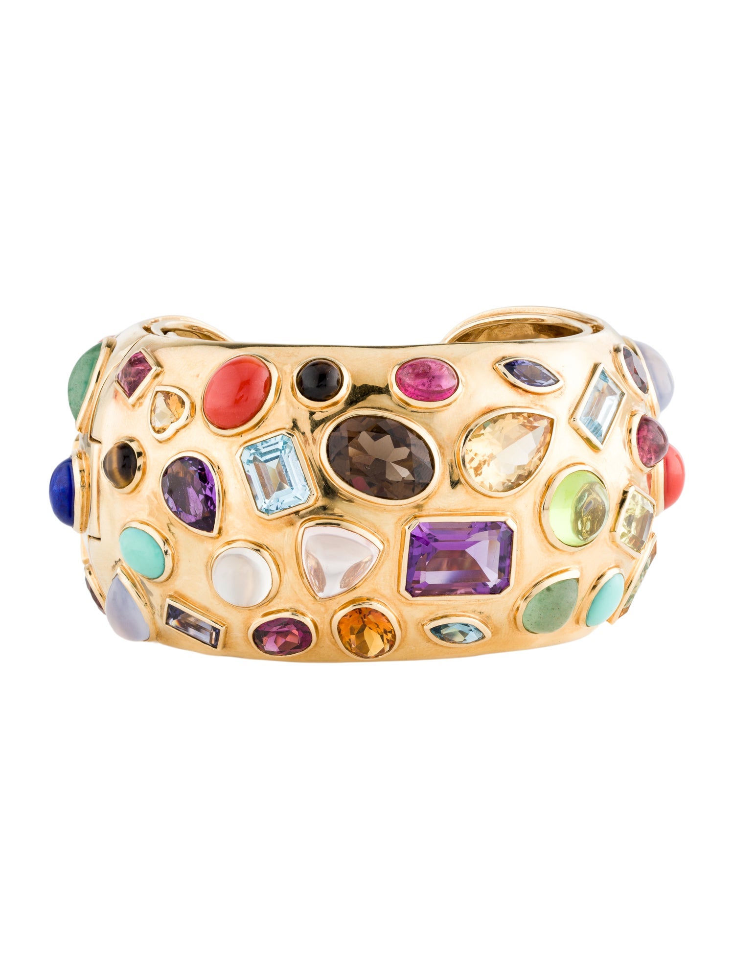 Seaman Schepps 18K Coral & Multistone Fifties Cuff Bracelet