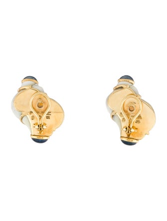 Seaman Schepps 18K Shell & Sapphire Turbo Clip-On Earrings