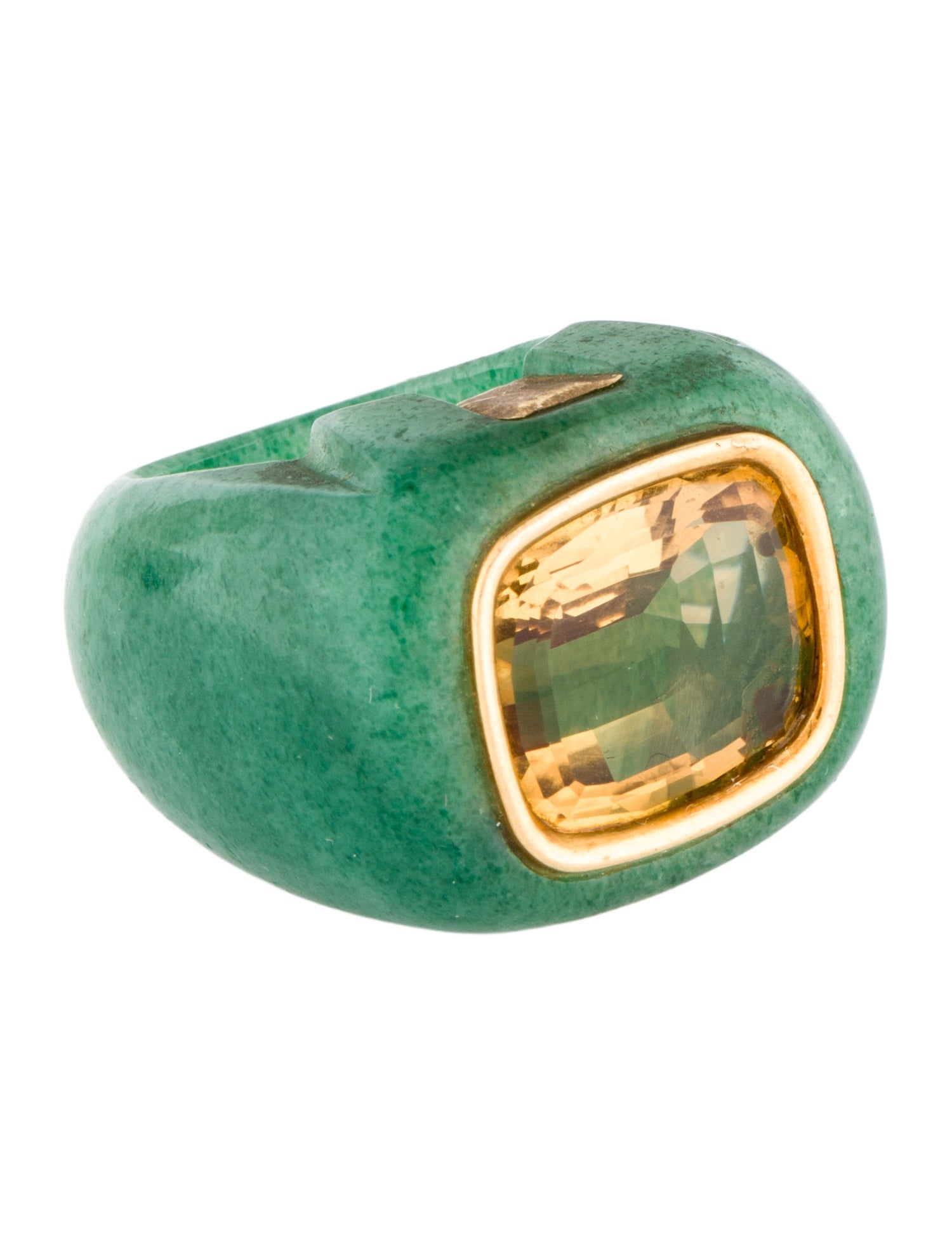 Seaman Schepps 18K Citrine & Carved Aventurine Cocktail Ring