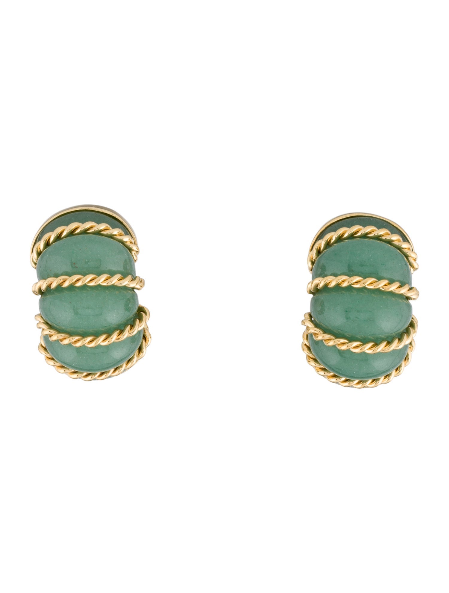 Seaman Schepps 18K Aventurine Quartz Shrimp Earrings