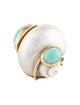 Seaman Schepps 14K Turquoise & Shell Turbo Dress Clip & Boutonnière Brooch