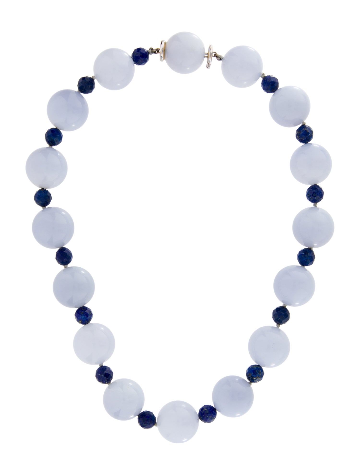 Seaman Schepps 18K Chalcedony & Lapis Lazuli Bead Strand Necklace