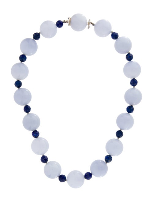 Seaman Schepps 18K Chalcedony & Lapis Lazuli Bead Strand Necklace