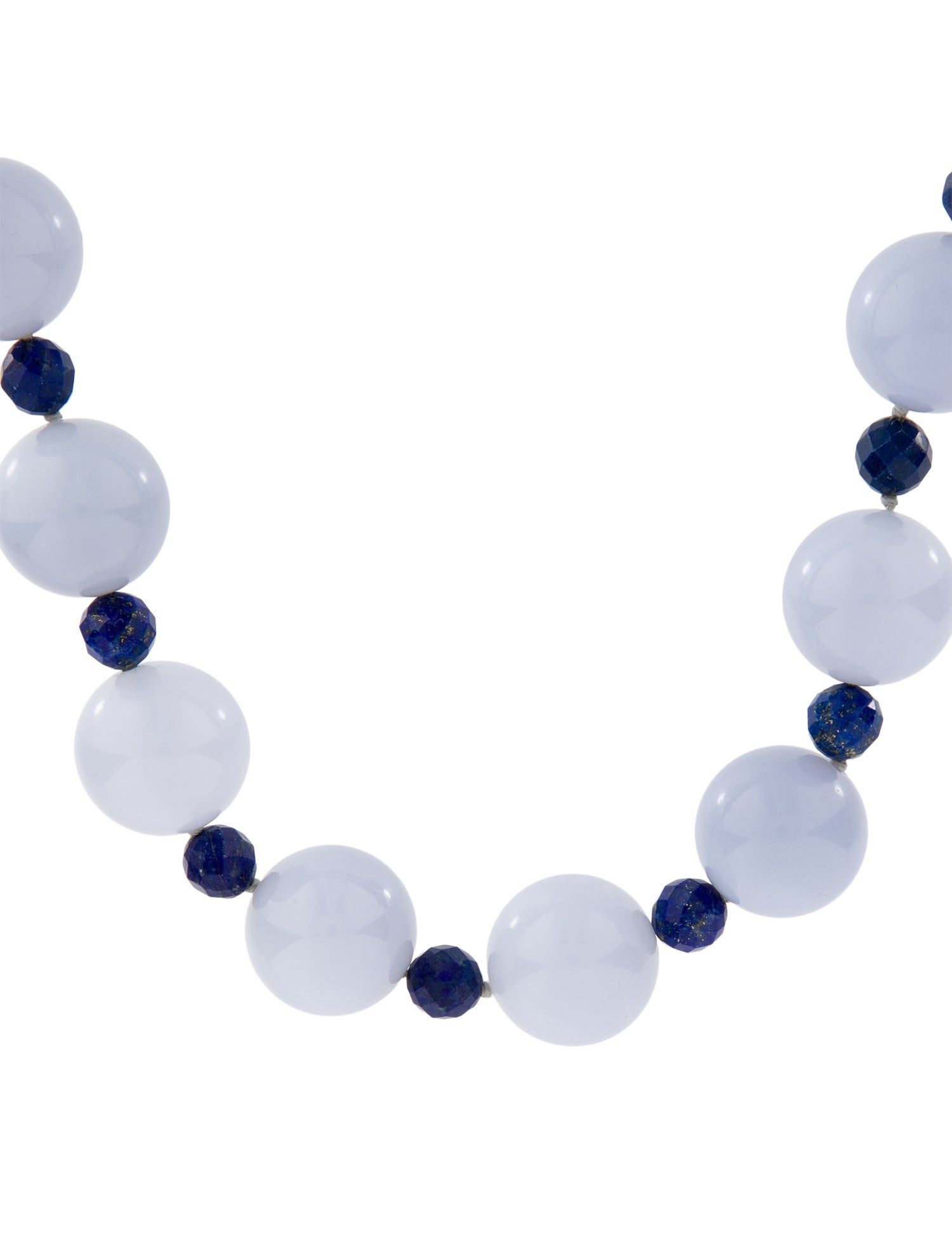 Seaman Schepps 18K Chalcedony & Lapis Lazuli Bead Strand Necklace
