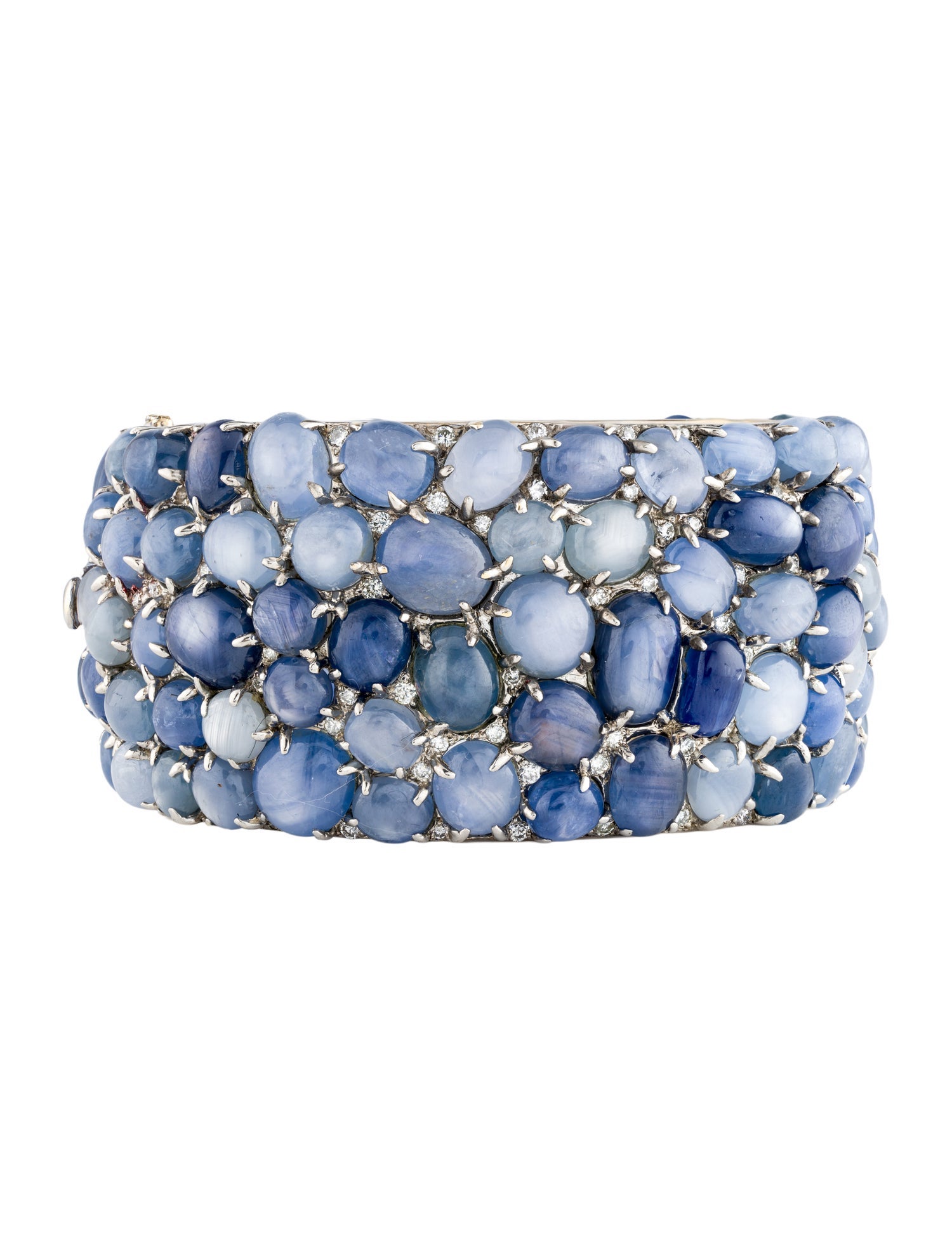 Seaman Schepps 18K Star Sapphire & Diamond Bangle Bracelet