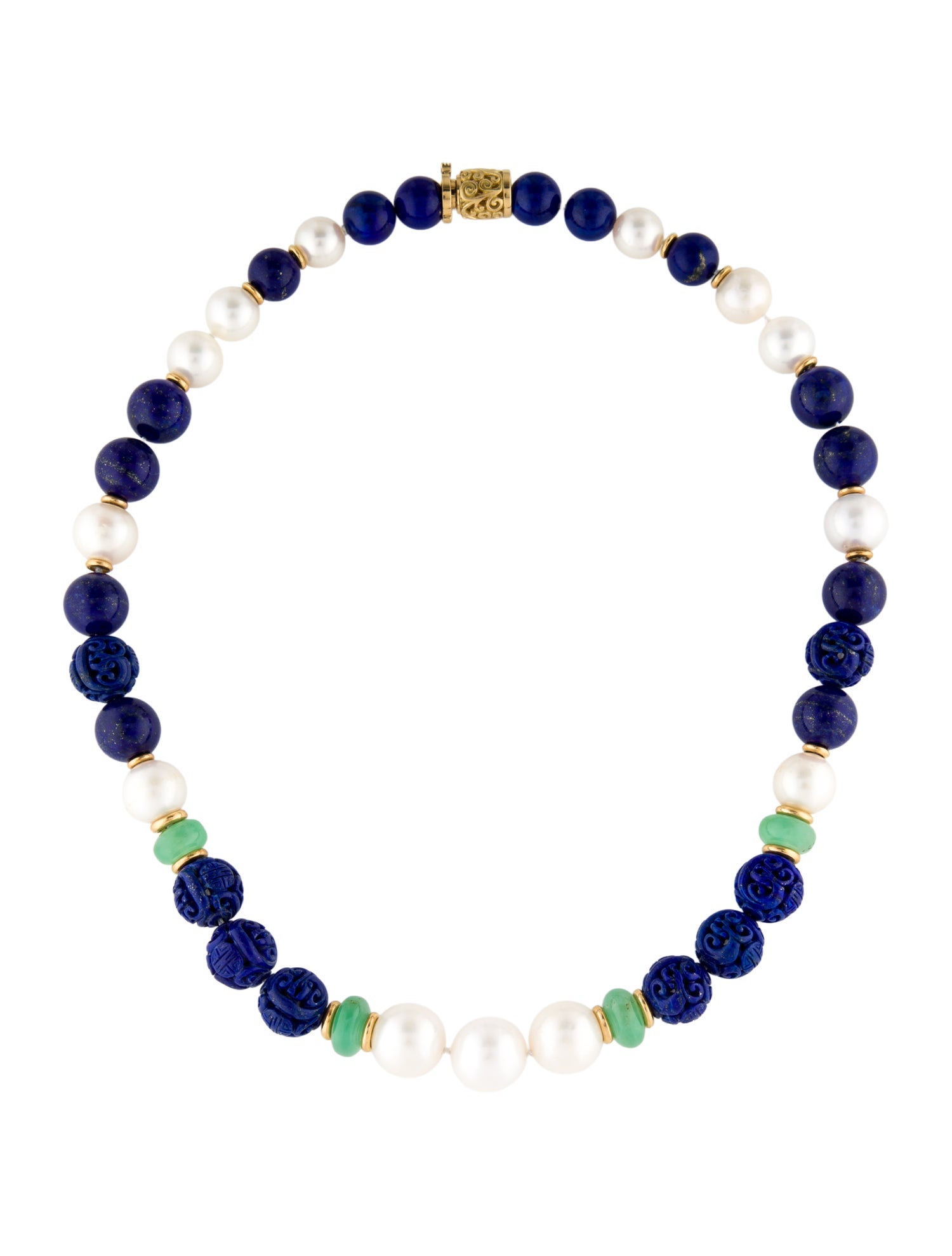 Seaman Schepps 18K Pearl, Lapis Lazuli & Chrysoprase Bead Necklace