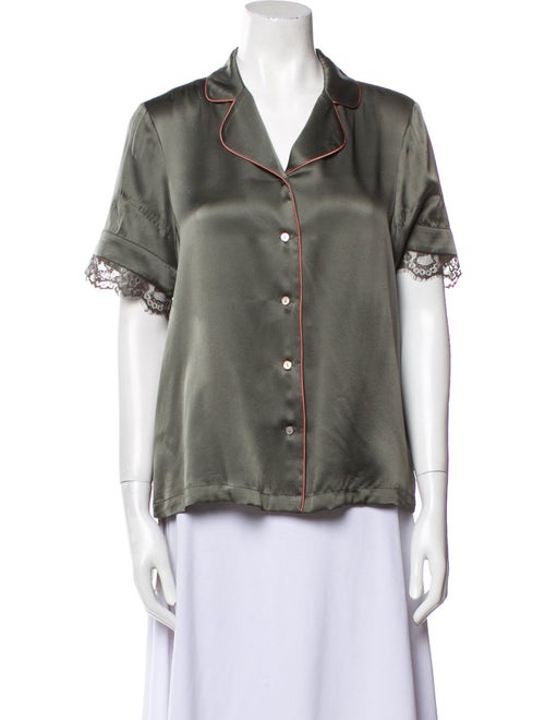 Senreve Silk Short Sleeve Button-Up Top
