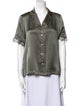 Senreve Silk Short Sleeve Button-Up Top