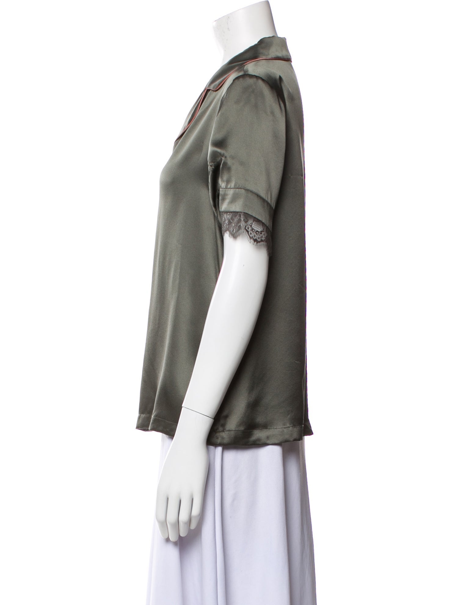 Senreve Silk Short Sleeve Button-Up Top