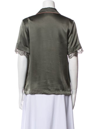 Senreve Silk Short Sleeve Button-Up Top