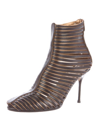 Sergio Rossi Cage Leather Booties