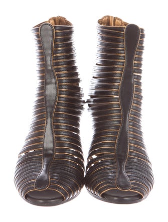 Sergio Rossi Cage Leather Booties
