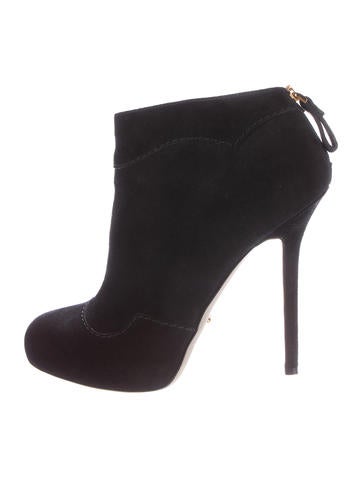 Sergio Rossi Round-Toe Suede Booties