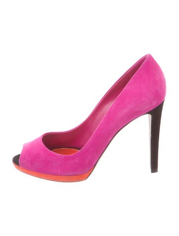 Sergio Rossi Suede Peep-Toe Pumps
