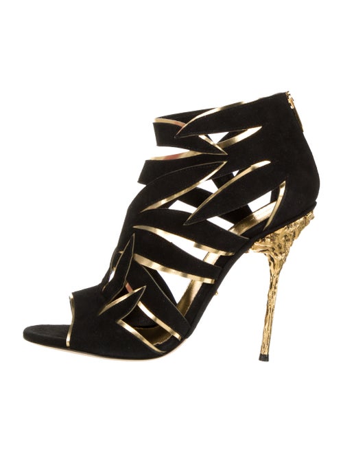 Sergio Rossi Suede Caged Sandals Black