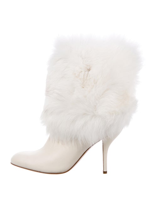 Sergio Rossi Leather Fur-Trimmed Boots