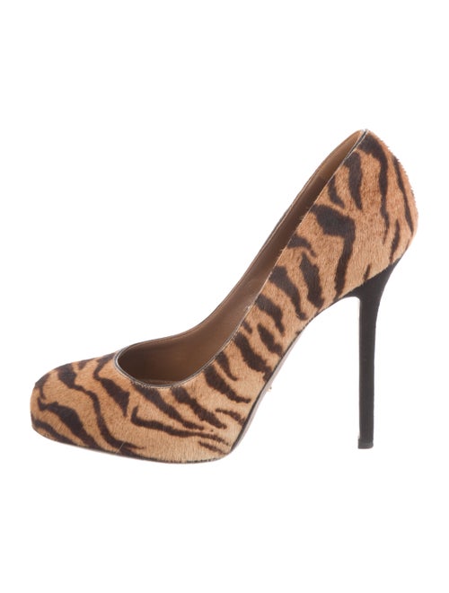 Sergio Rossi Tiger Print Ponyhair Pumps Brown