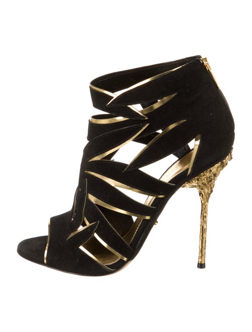 Sergio Rossi Cutout Suede Sandals Black