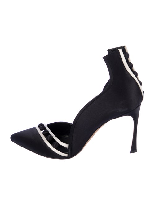 Sergio Rossi Striped Pointed-Toes Pumps Black