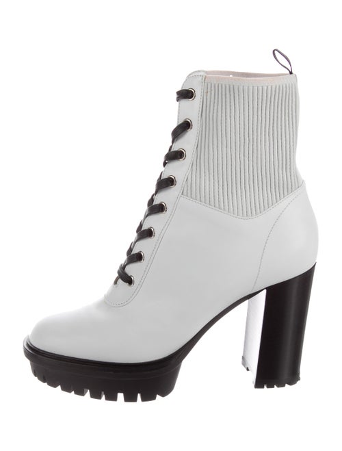 Sergio Rossi Leather Round-Toe Ankle Boots White