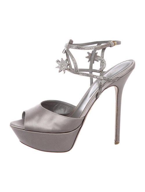 Sergio Rossi Crystal Embellishments Sandals Grey
