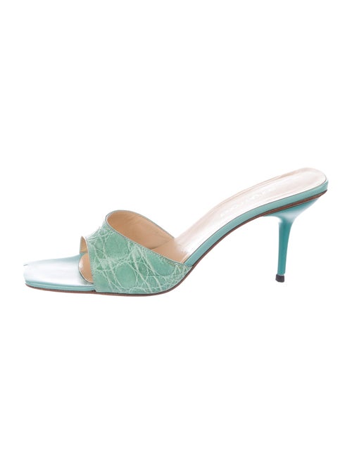 Sergio Rossi Embossed Leather Slide Sandals